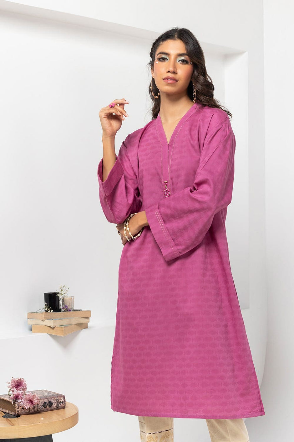 Dobby Dyed Embellished Shirt