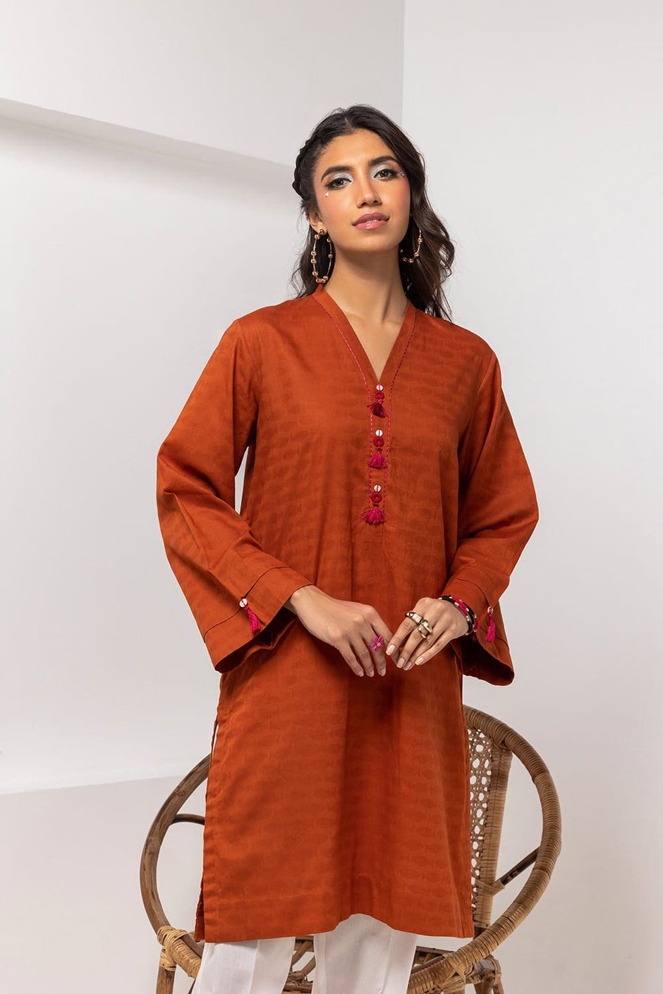 Dobby Dyed Embellished Shirt