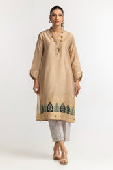 Dyed Khadi Jacquard Embroidered Shirt GLS-24-15