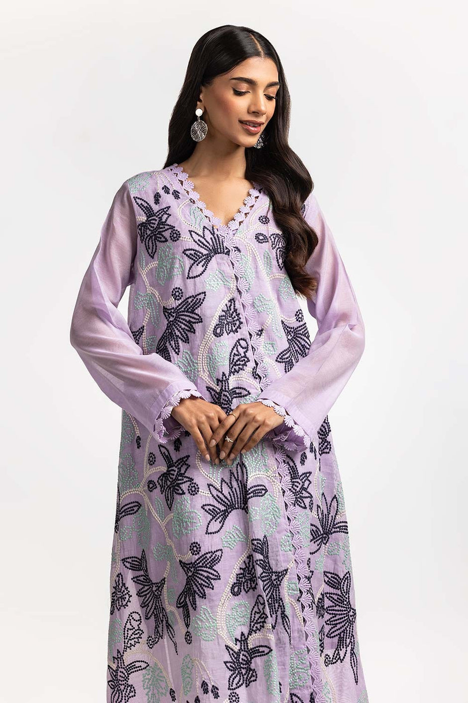 Dyed Cottonsilk Embroidered Shirt