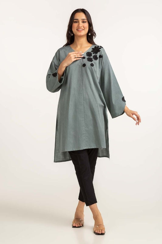 Dyed Cotton Yarn Dyed Embroidered Shirt GLW-23-101