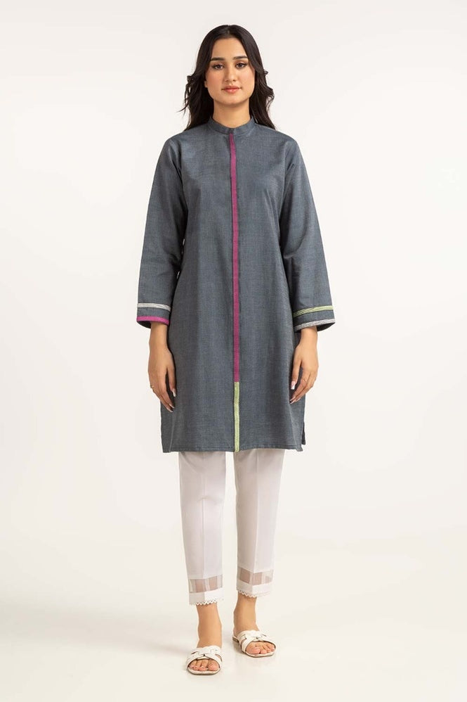 Dyed Cotton Yarn Dyed Embroidered Shirt