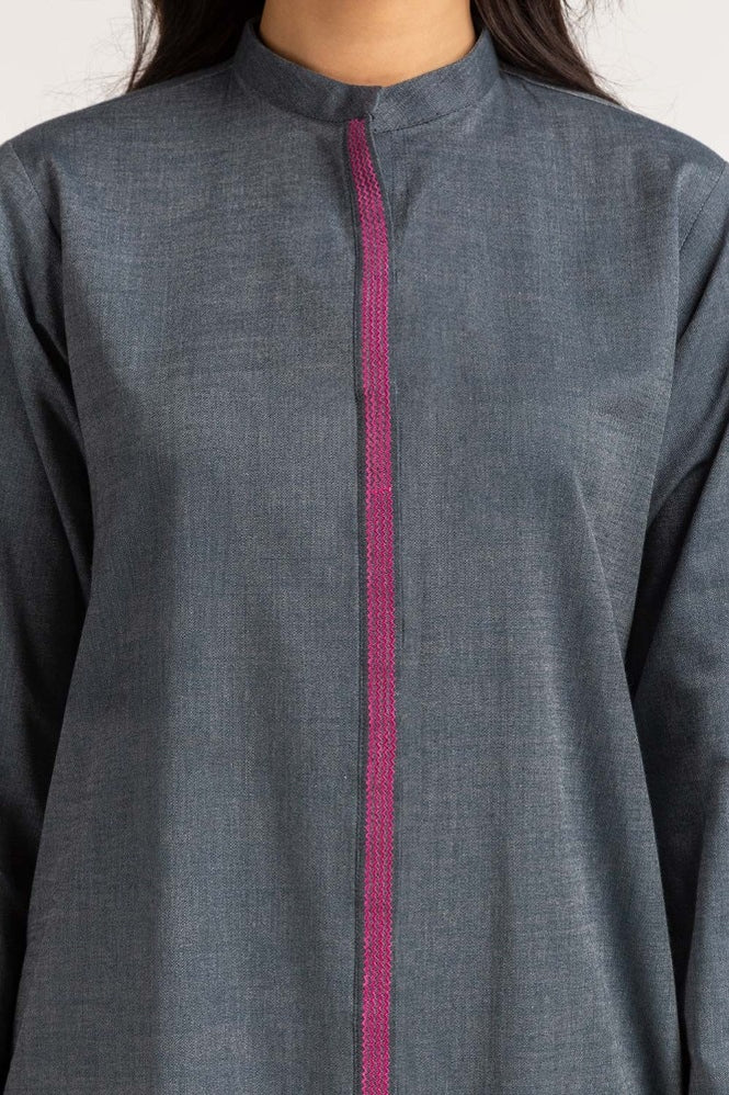 Dyed Cotton Yarn Dyed Embroidered Shirt