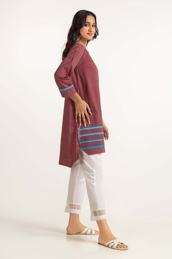 Dyed Yarn Cotton Embroidered Shirt