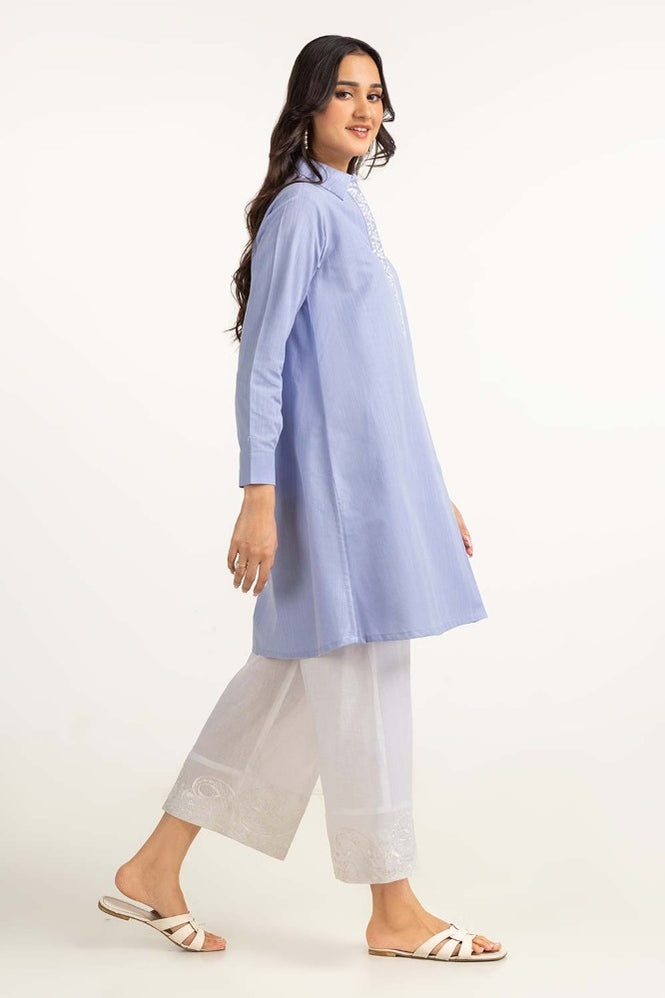 Dyed Cotton Yarn Dyed Embroidered Shirt