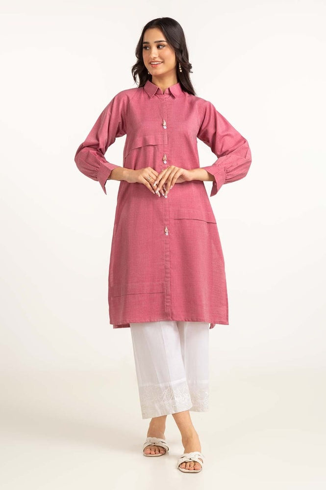 Dyed Yarn Cotton Embroidered Shirt