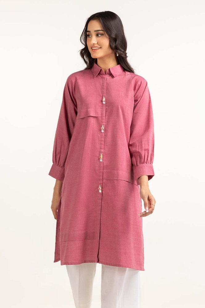 Dyed Yarn Cotton Embroidered Shirt