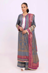 3 Piece Unstitched Gold Printed Lawn Suit CL-52119-A