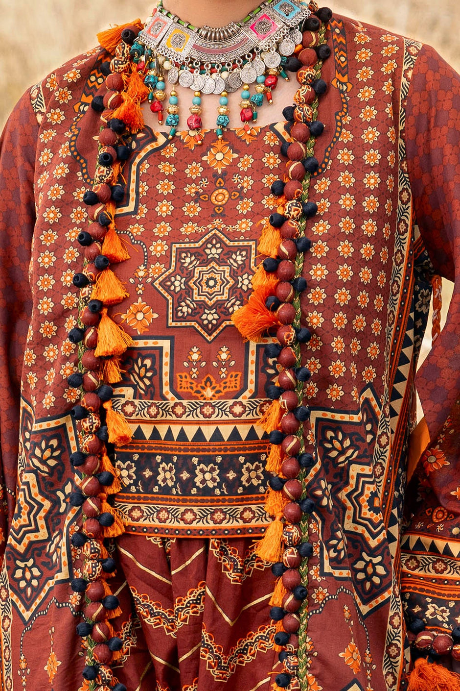 2 Piece Unstitched Gold Printed Lawn Suit