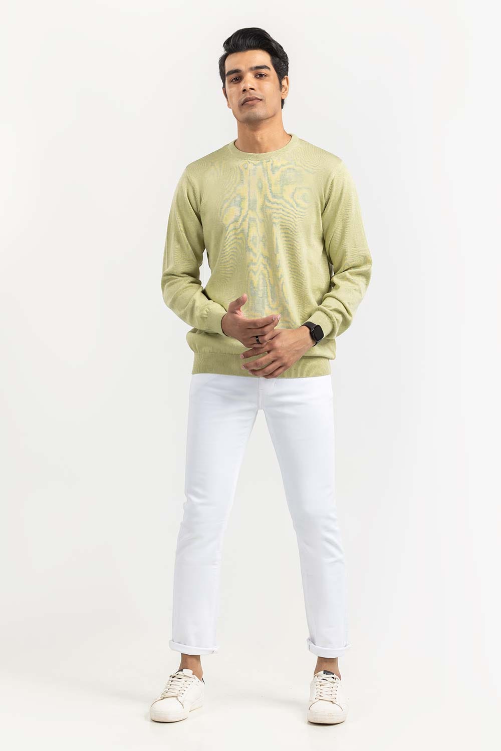 Green Basic Crew Neck Sweater SWT-BFSCN-22-005
