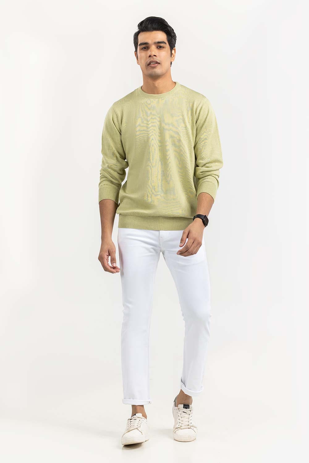 Green Basic Crew Neck Sweater SWT-BFSCN-22-005