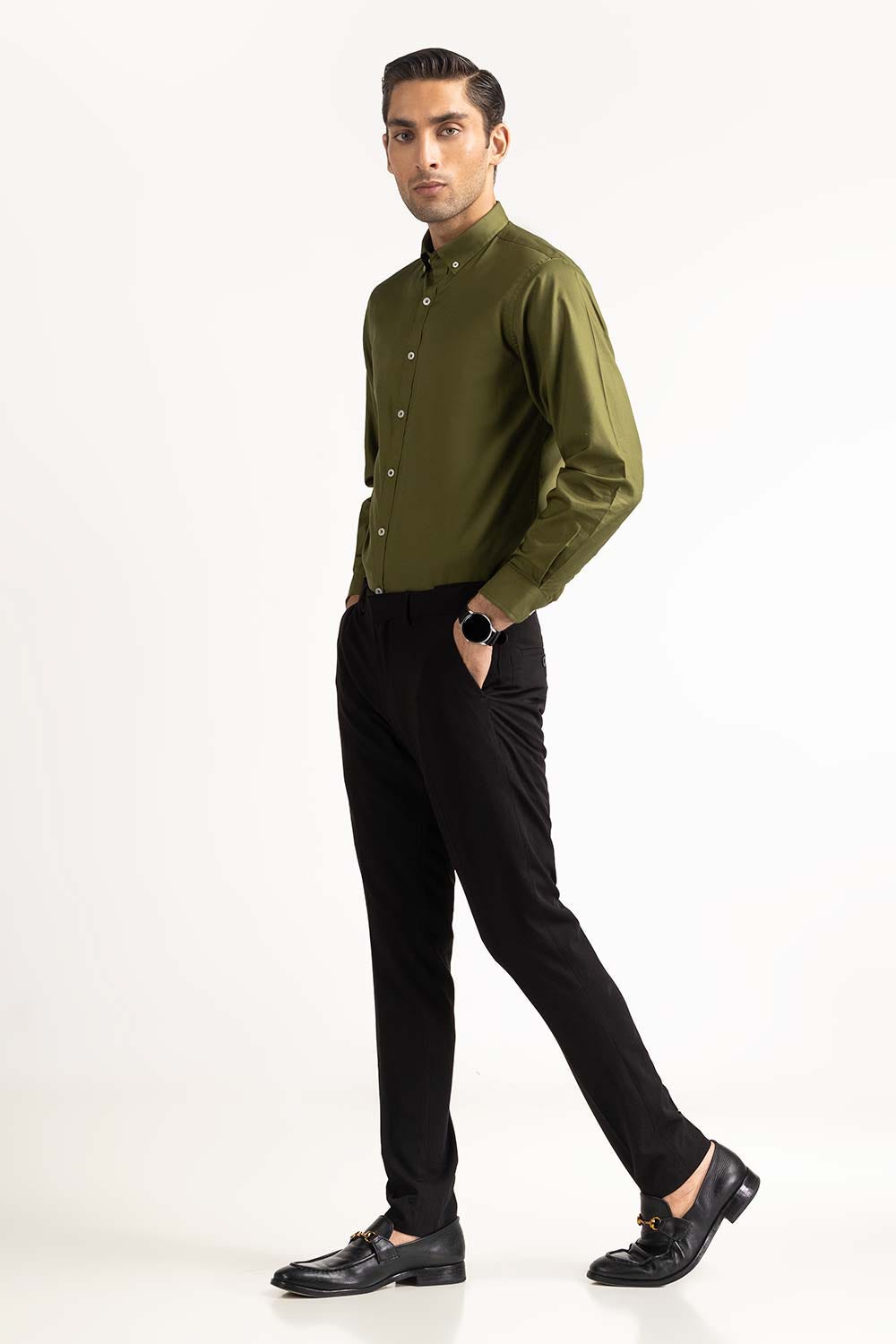 Green Basic Formal Shirt MN-FS-PD23-005