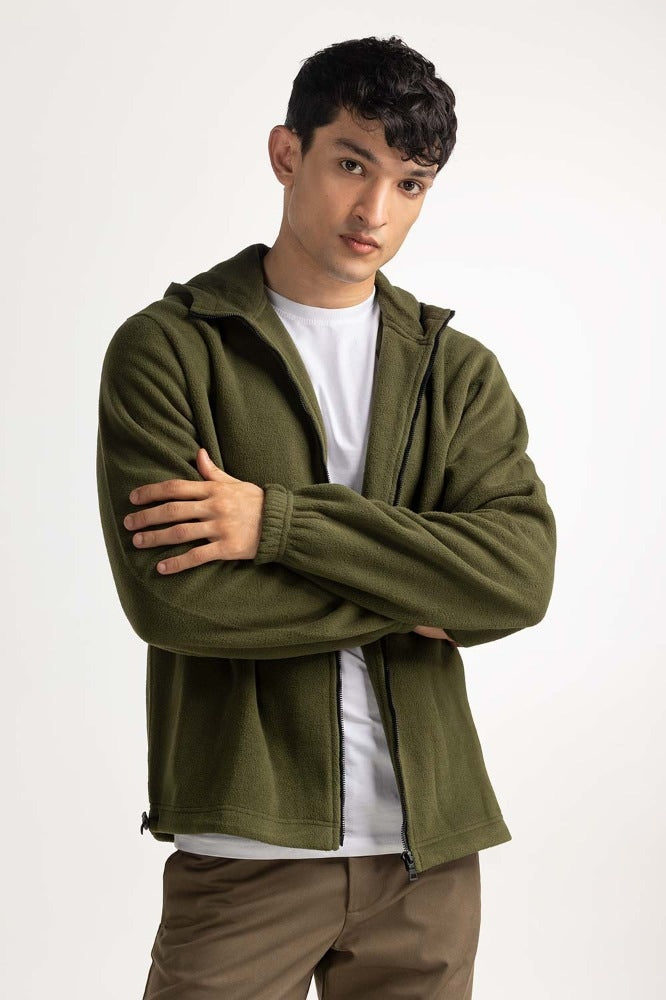 Green Hooded Zipper MN-HDZ-WS23-014