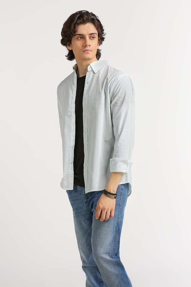 Green White Basic Casual Shirt MN-CS-YD23-048