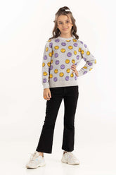 Junior Girl Grey Jacquard Sweater 224-411-004