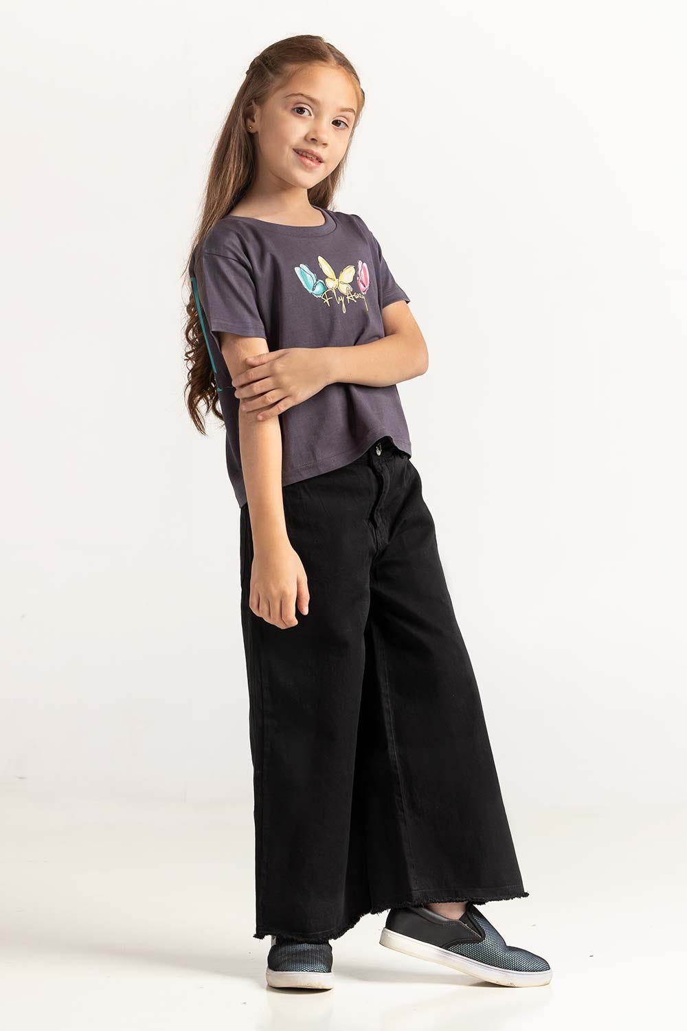 Grey Junior Girl Knit Printed Tee JG-TS-SS24-008