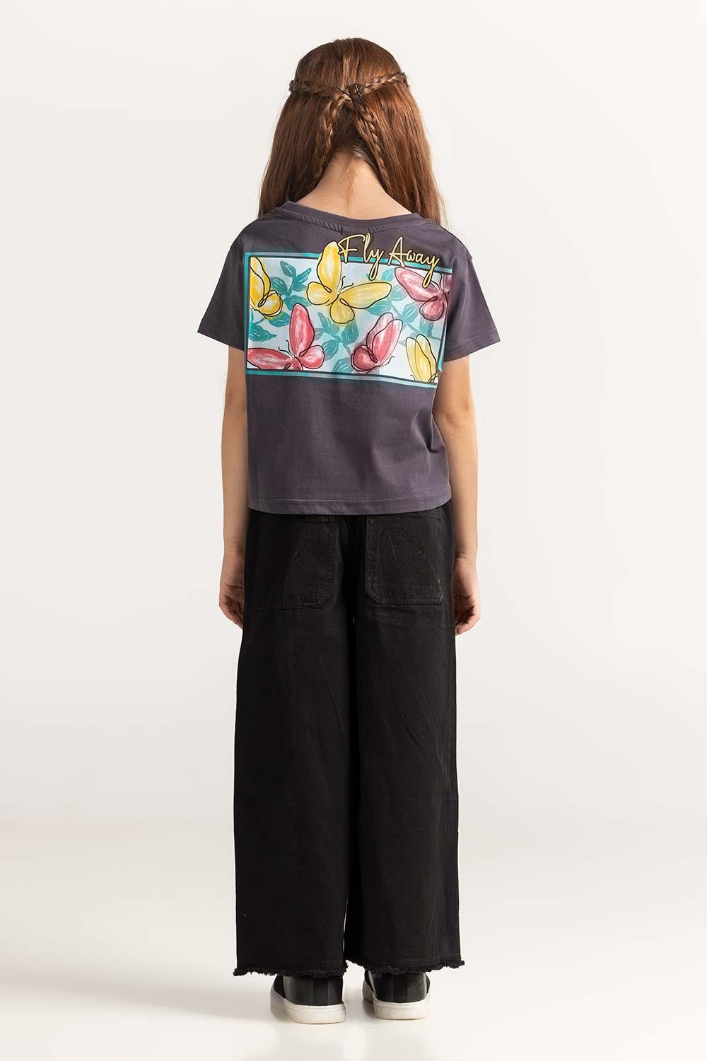 Grey Junior Girl Knit Printed Tee JG-TS-SS24-008