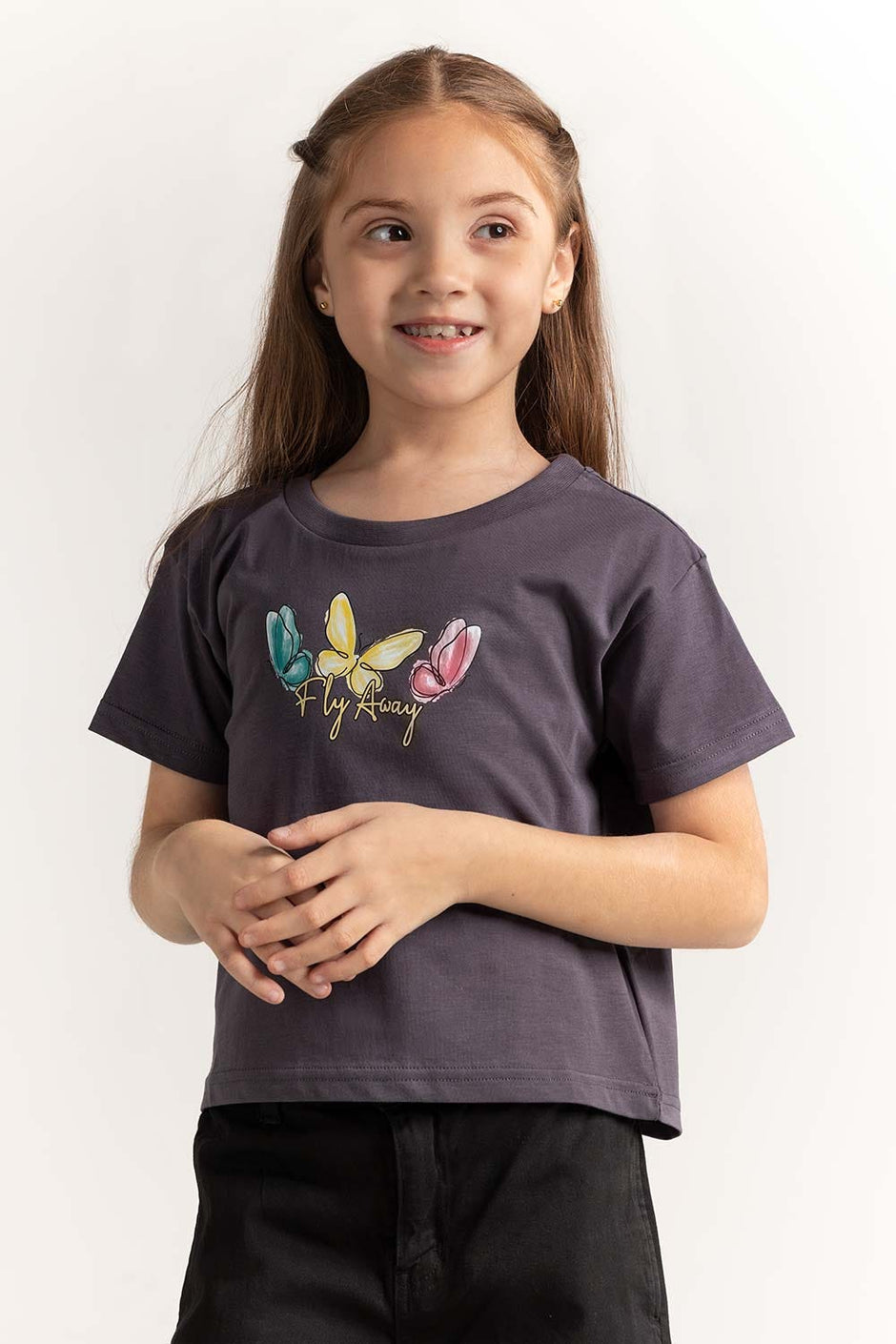 Grey Junior Girl Knit Printed Tee JG-TS-SS24-008
