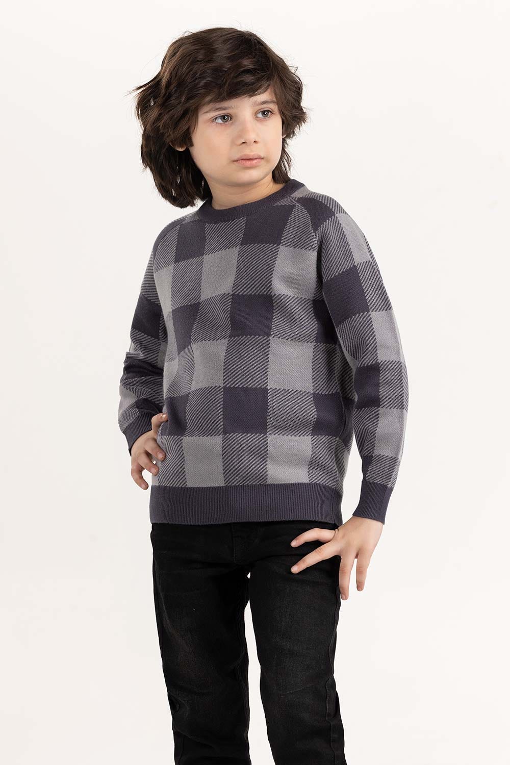 Junior Boy Grey Knit Sweater 224-311-002