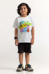 Grey Toddler Boy Knit Printed Tee TB-TS-SS24-012
