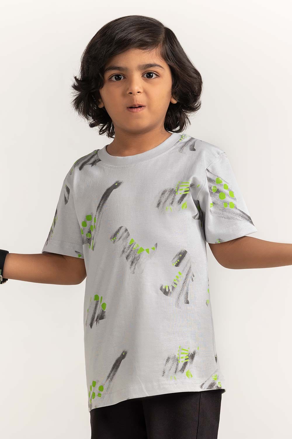 Grey Toddler Boy Knit Printed Tee TB-TS-SS24-044