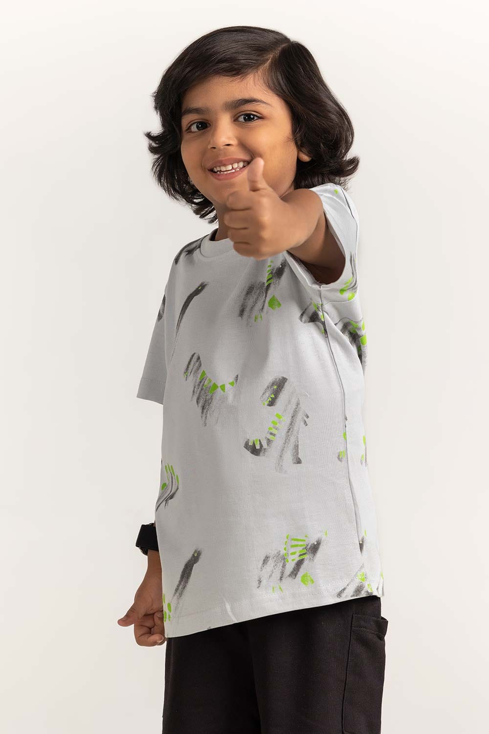 Grey Toddler Boy Knit Printed Tee TB-TS-SS24-044