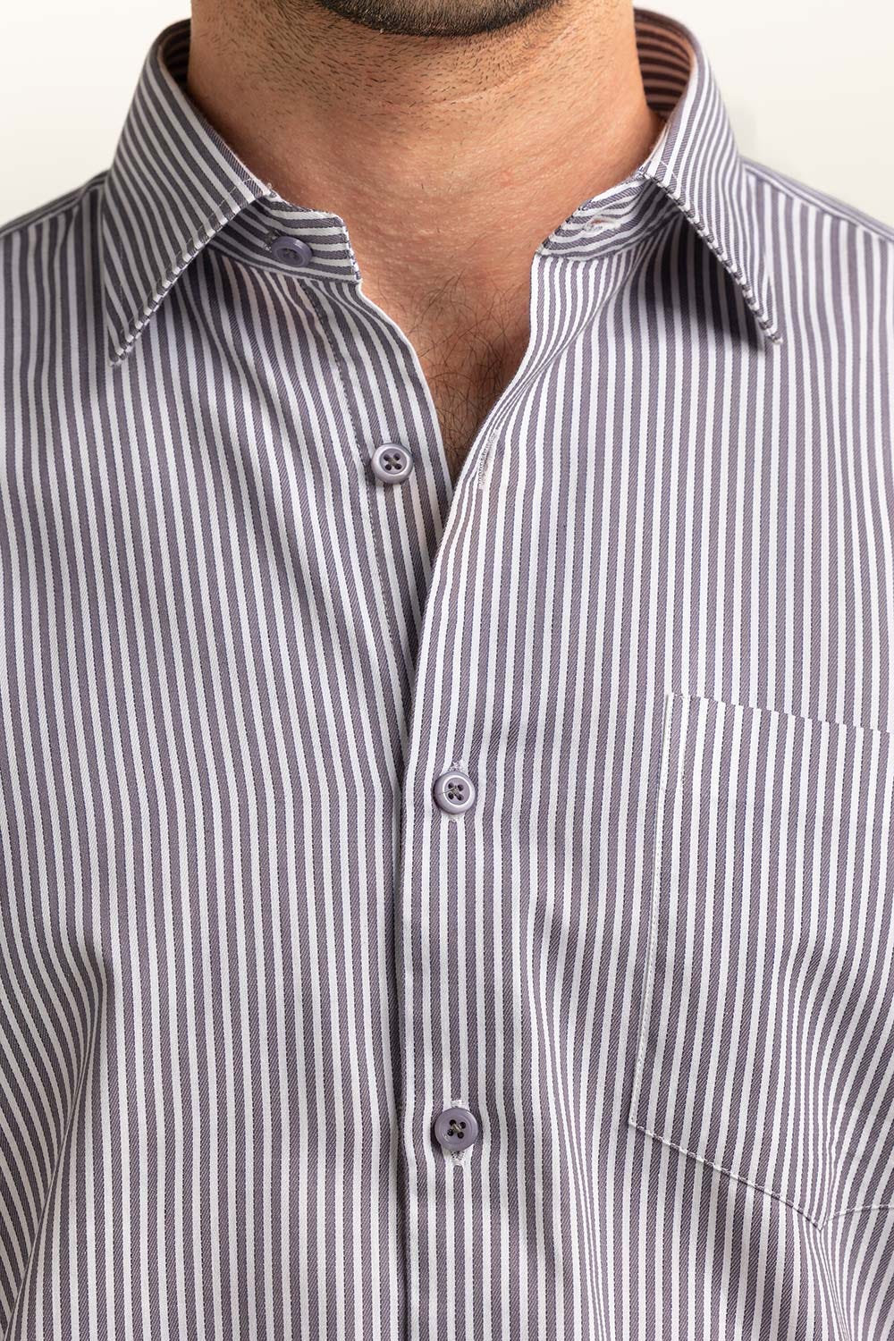 Grey White Stripe Formal Shirt MN-FS-YD24-082