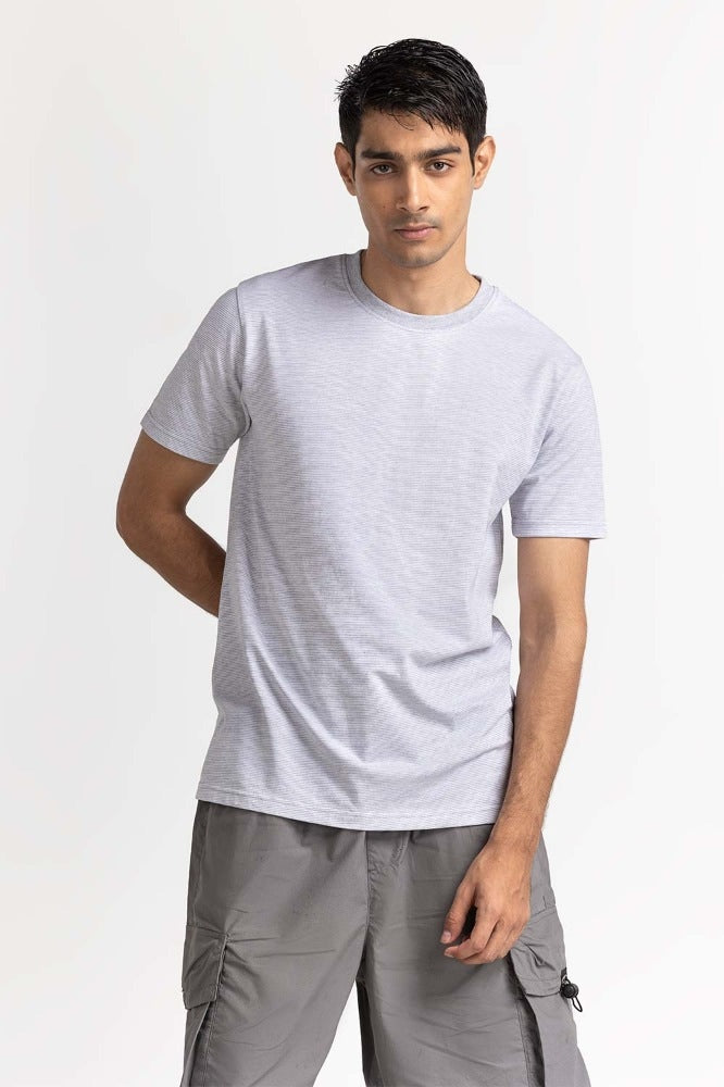 Grey White Striped Tee TS-CNSJ24-096
