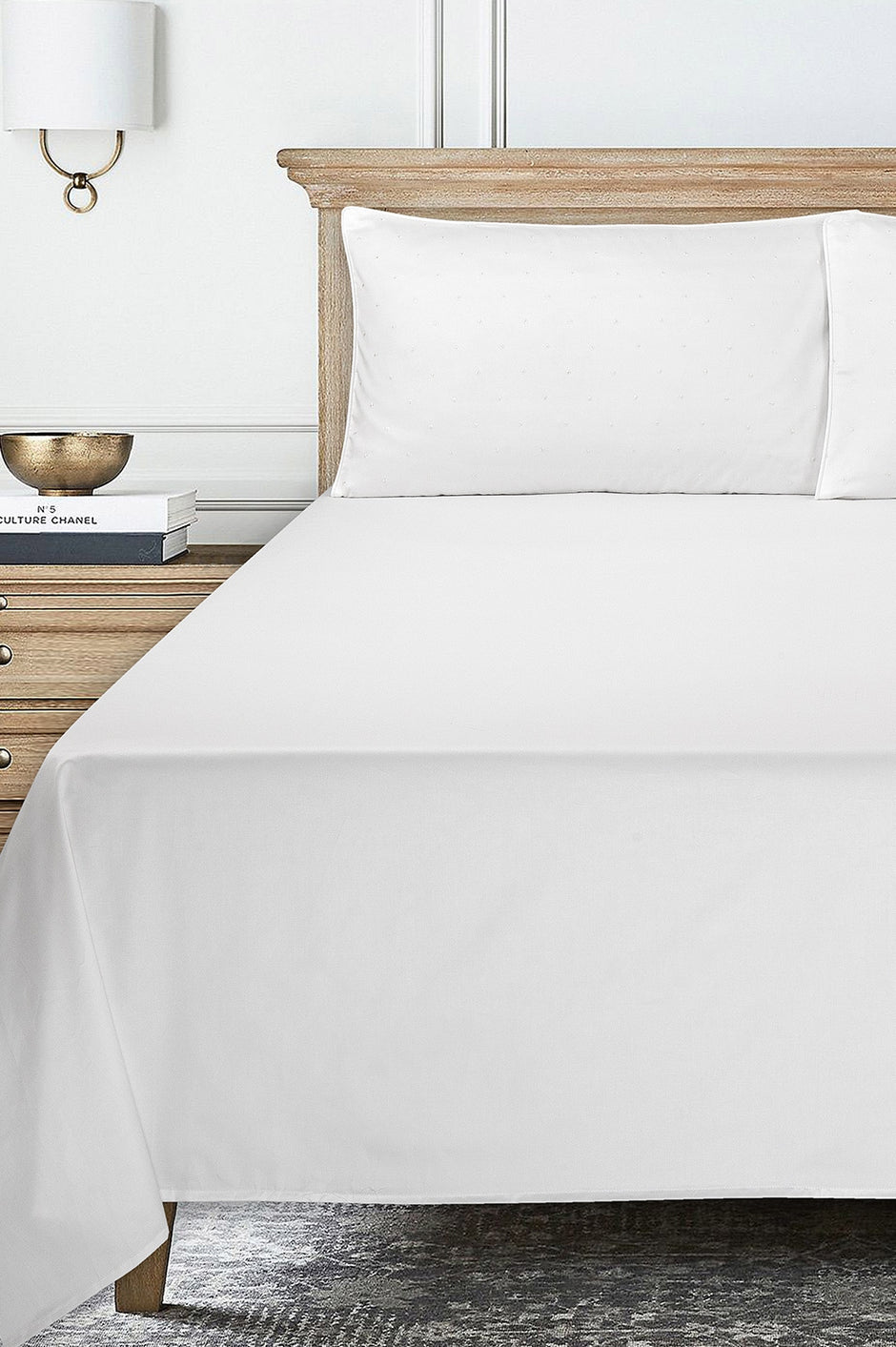 Ice White T-400 Embroidered Bed Sheet Set