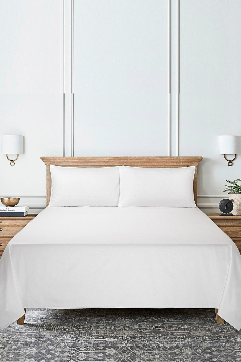 Ice White T-400 Embroidered Bed Sheet Set