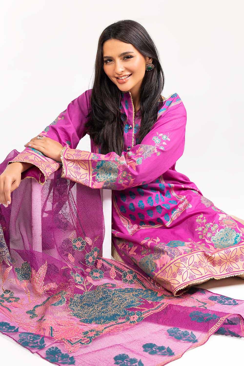 2 Piece Suit Cambric Shirt Organza Dupatta IPS-21-112