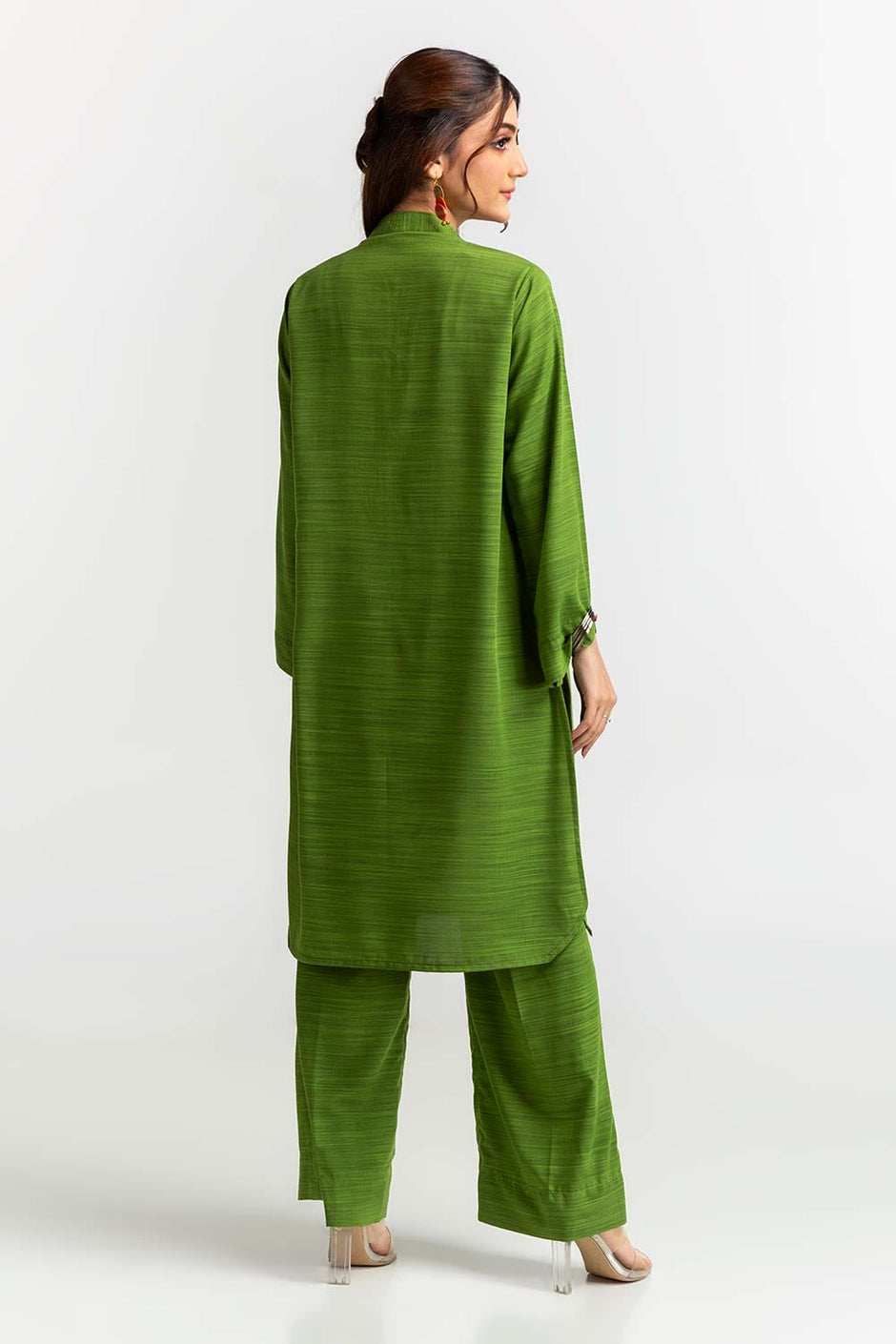 Dyed Polyester Viscose Embelished Shirt With Trouser