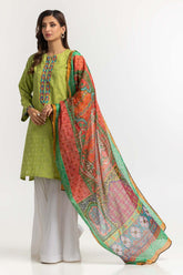 Dyed Dobby Embroidered Shirt And Dupatta IPS-24-149