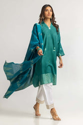 Dyed Jacquard Shirt With Dupatta IPS-24-84
