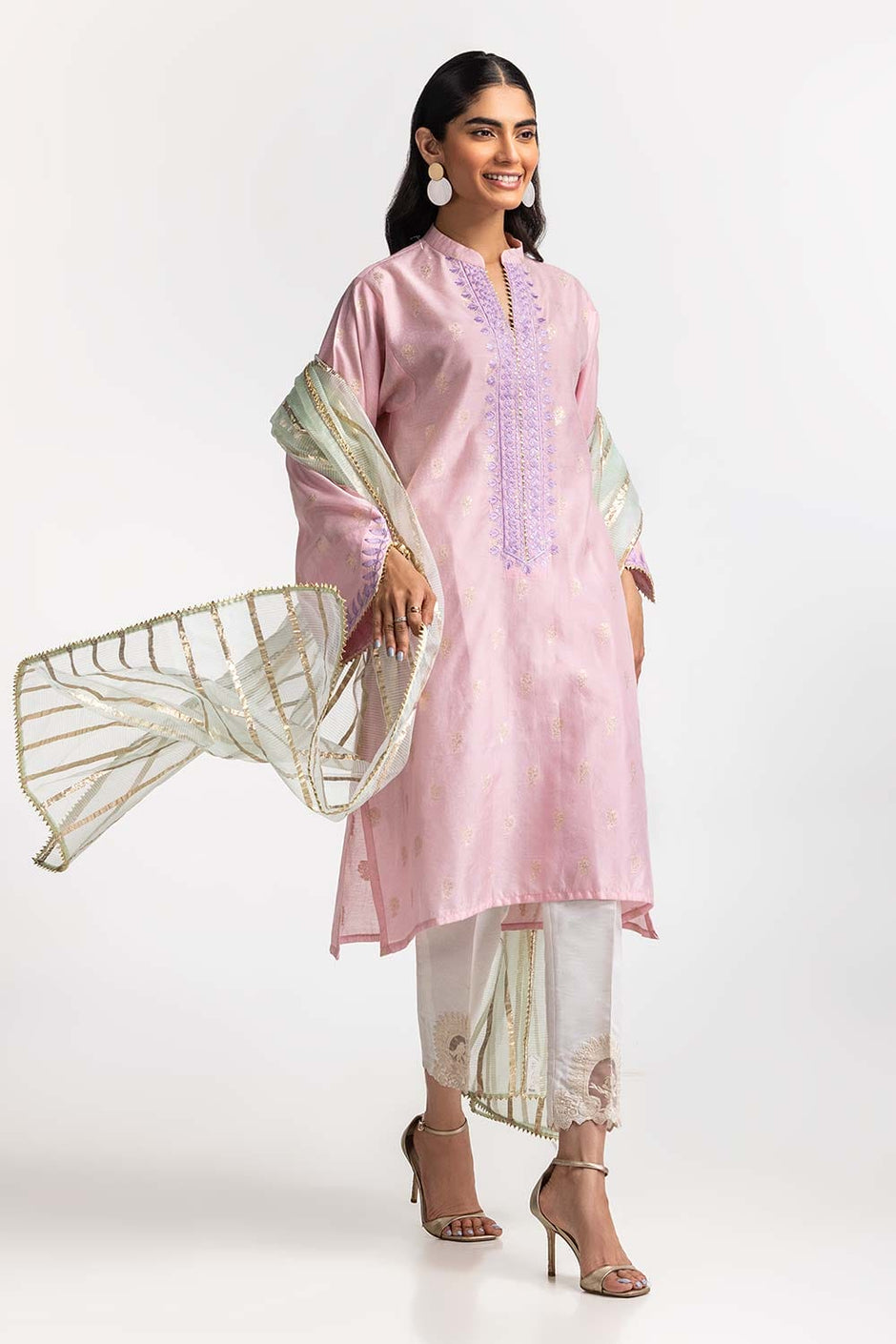 Dyed Jacquard Embroidered Shirt