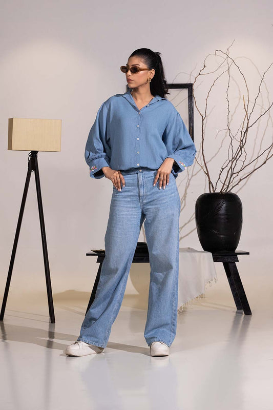 Dobby Jute Embroidered Button Down Shirt IPS-44101