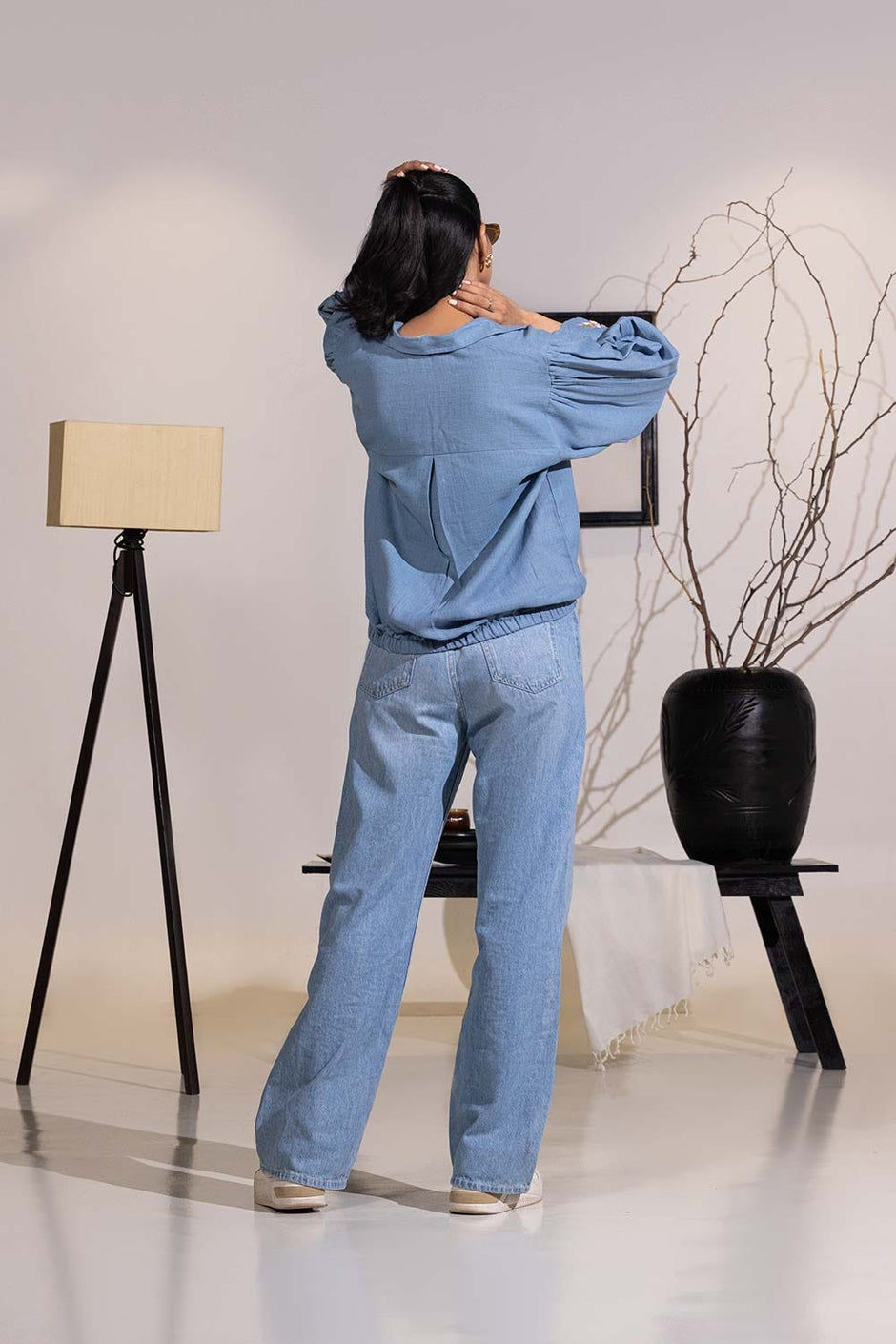 Dobby Jute Embroidered Button Down Shirt