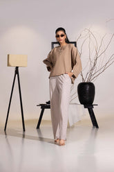 Dobby Jute Embroidered Drop Shoulder Tunic IPS-44105