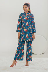 Poly Raw Slub Printed Co-Ord Set IPST-44135