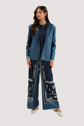 Denim Embroidered Coat IPST-44197-S