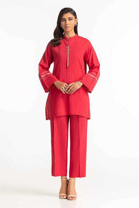 Two-Tone Herringbone Embroidered Shirt And Trouser IPST-44226