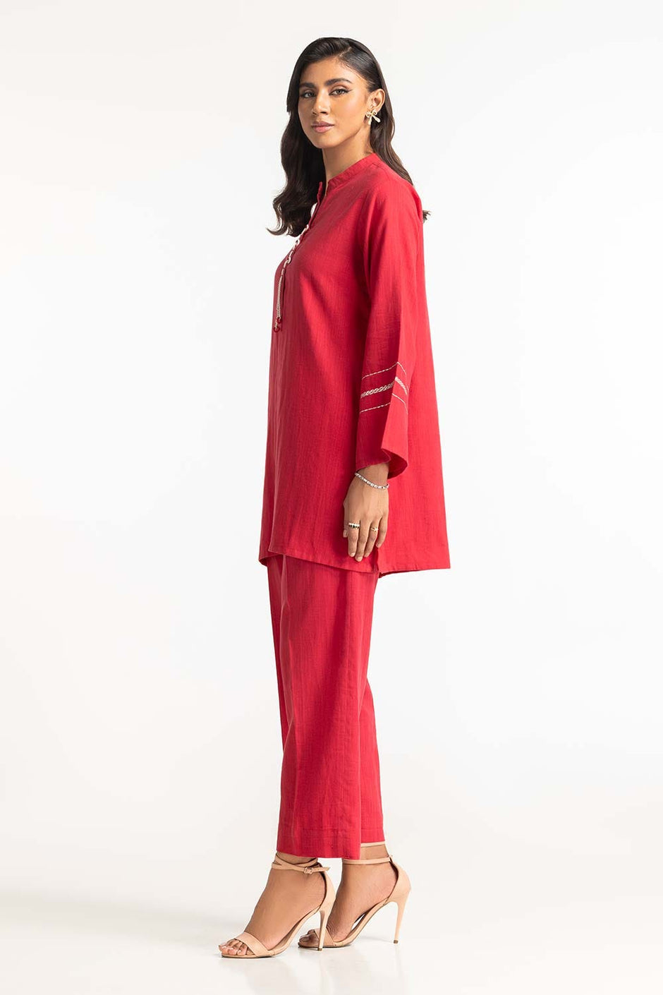 Two-Tone Herringbone Embroidered Shirt And Trouser