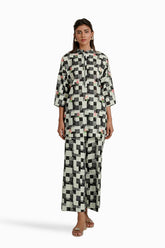 Cross Slub Printed With Embroidered Co-Ord Set IPST-44252