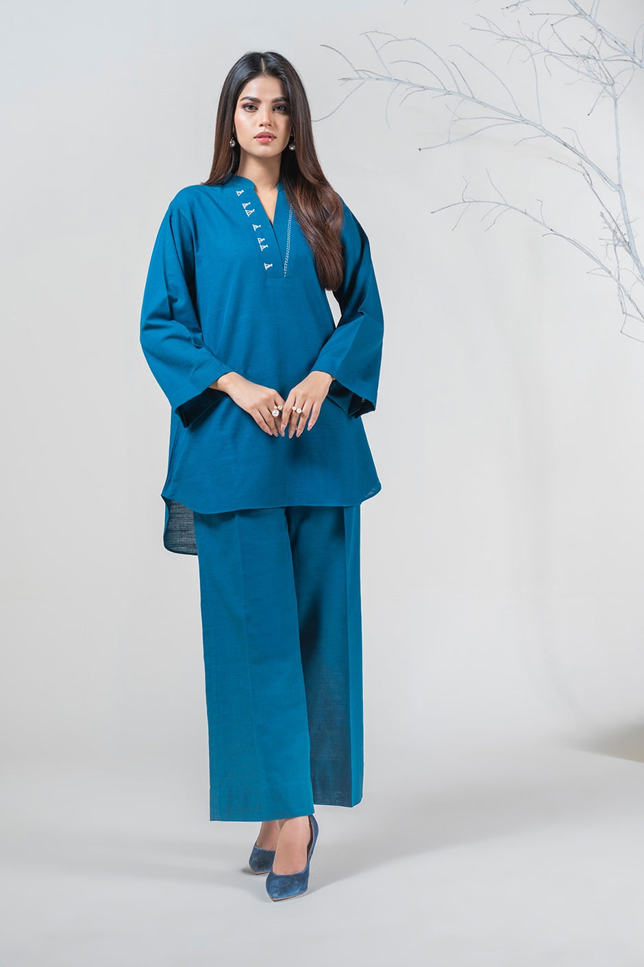 Khaddar Embellished Shirt And Trouser