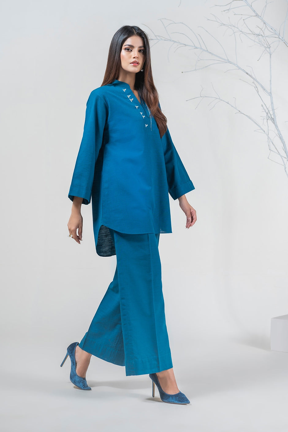Khaddar Embellished Shirt And Trouser