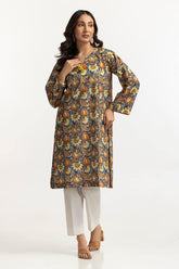 Lawn Gold Printed Shirt IUSTK-283