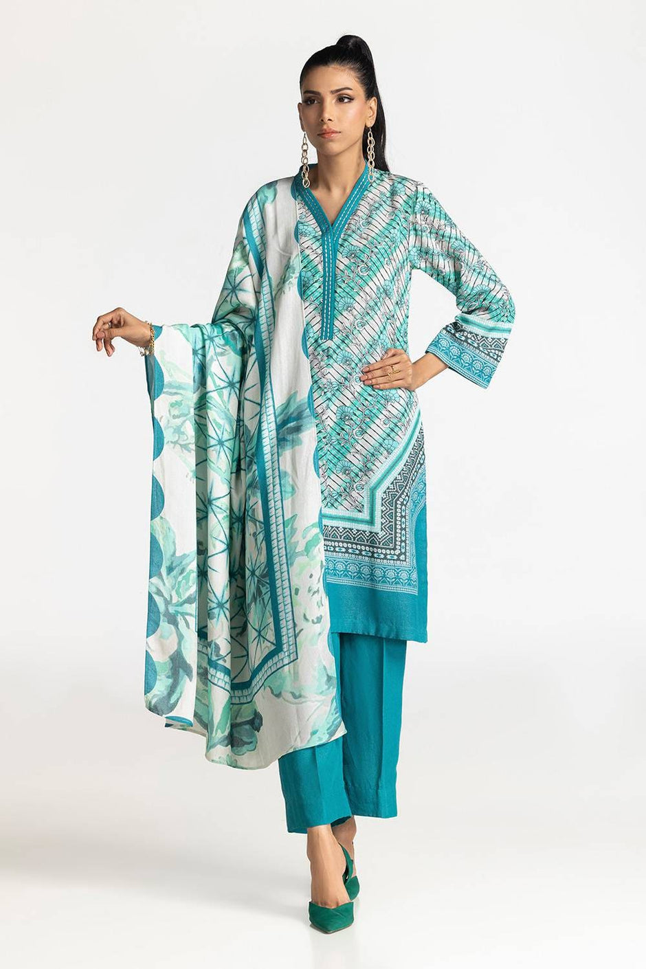 3 Piece Karandi Printed Suit
