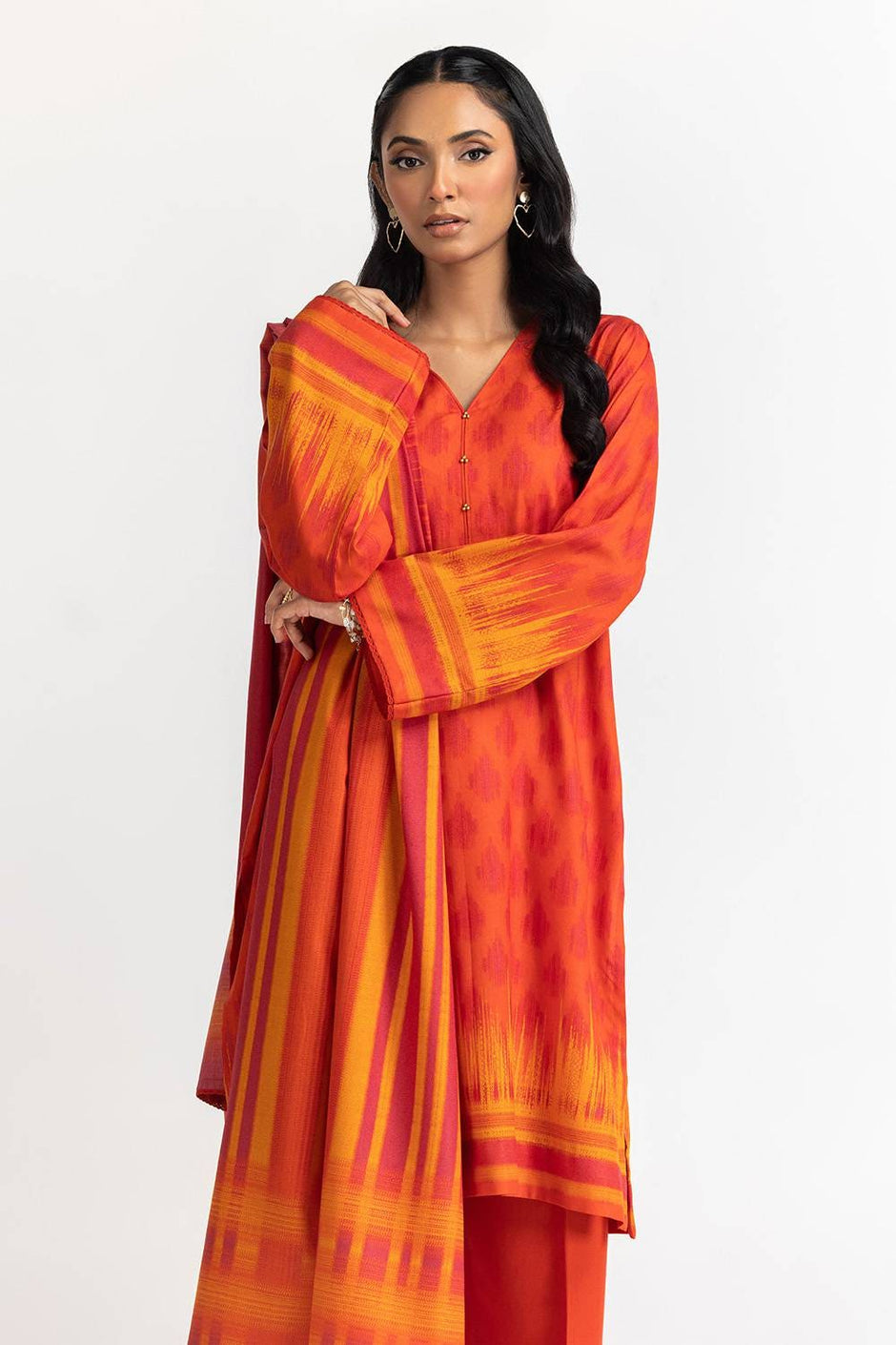 3 Piece Dhanak Printed Suit