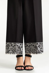 Black Lawn Embroidered Trouser IUSTTR-42003