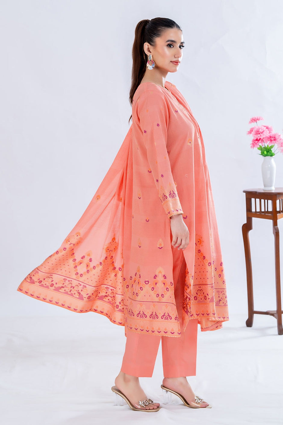3 Piece Unstitched Jacquard Suit